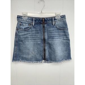 FREE PEOPLE Womens Skirt Zip Up Denim‎ Copper Stylish Blue Size 28